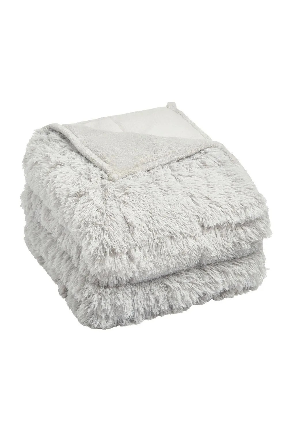 OHS Fluffy Fleece Weighted Blanket Sensory Throw, 125 x 180cm - 6kg in Silver