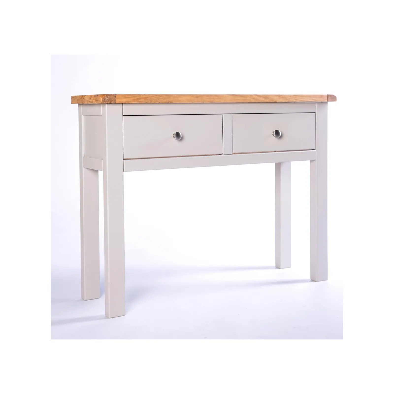 Cabinet Bits Argenta Light Grey 2 Drawer Console Table Satin Chrome Knob 3