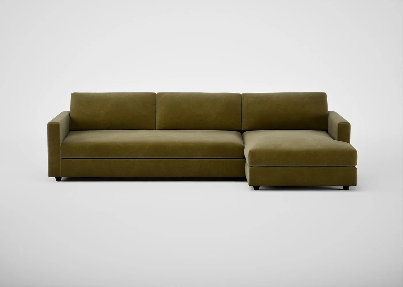 Heal's Nimbus II Chaise Sofa RHF Smart Luxe Velvet Peridot Black Feet 1