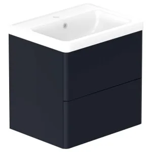 Nexa By VADO Veva Midnight Blue Wall Hung Vanity Unit & Ceramic Basin - 600mm