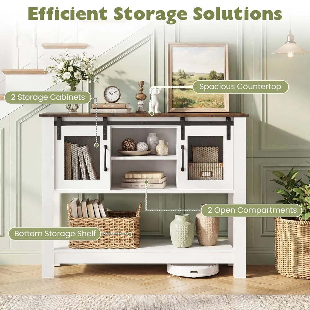 Costway Entryway Table w/ Barn Sliding Doors Console Table w/ Adjustable Shelf 3