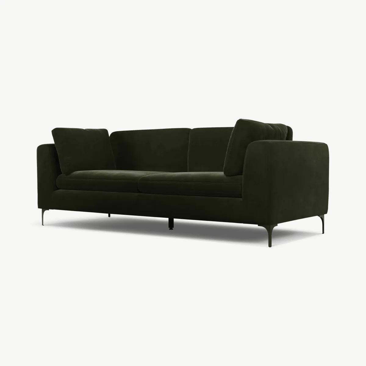 Monterosso 3 Seater Sofa, Dark Olive Velvet with Black Leg