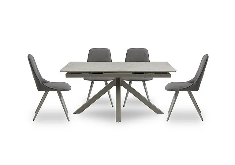Matera Pop Up Extending Dining Table with Star Base and 4 Faux Leather Chairs with Taupe Legs - Anthracite