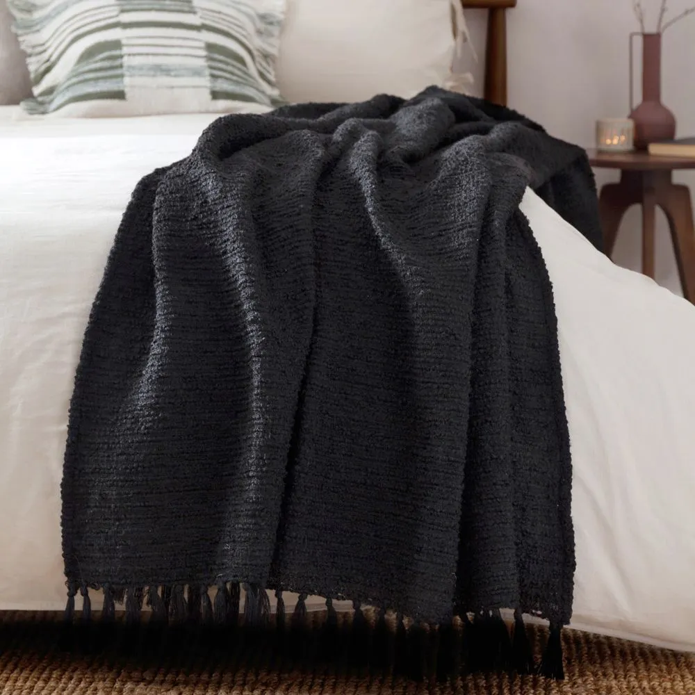 Yard Candar Textured Boucle Throw in Black