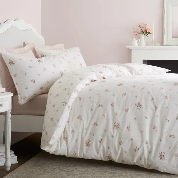 Bianca Vintage Rosebud Lace 100% Cotton Duvet Cover & Pillowcase Set 1