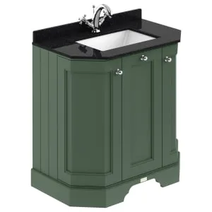 Bayswater Victrion Hunter Green Angled Traditional Freestanding Vanity Unit & Black Marble Top Basin - 750mm