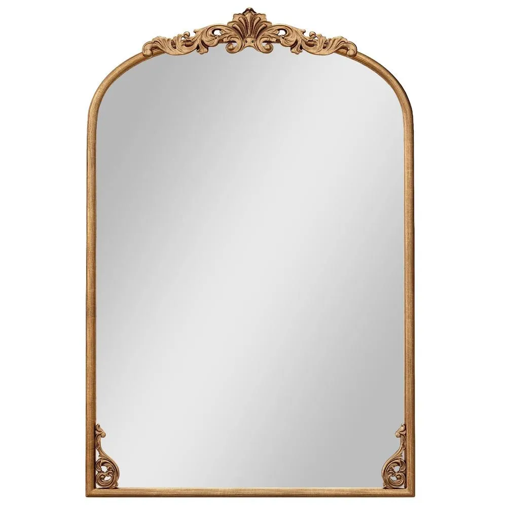 Costway Antiqued Gold Wall Mirror 90 cm x 61 cm Dramatic Arched Mirror 5