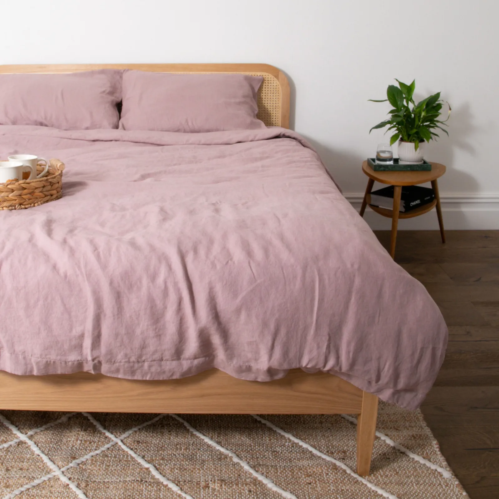 Native Natural Blush Pink Double 100% Linen Duvet Cover (200x200cm) in Rose