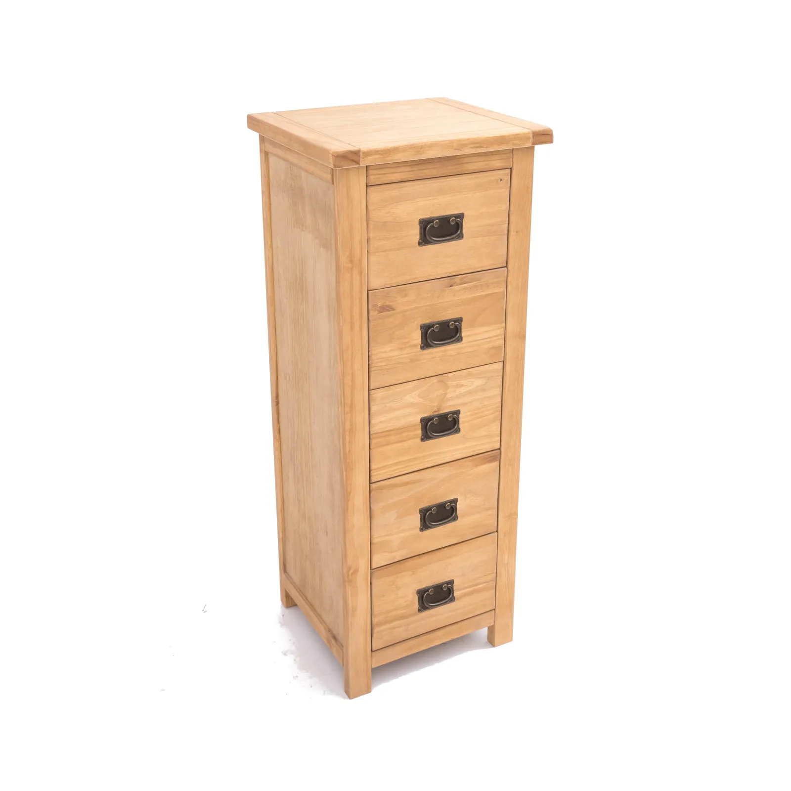Cabinet Bits Lugo 5 Drawer Narrow Chest of Drawers Bras Drop Handle in Light Brown 3