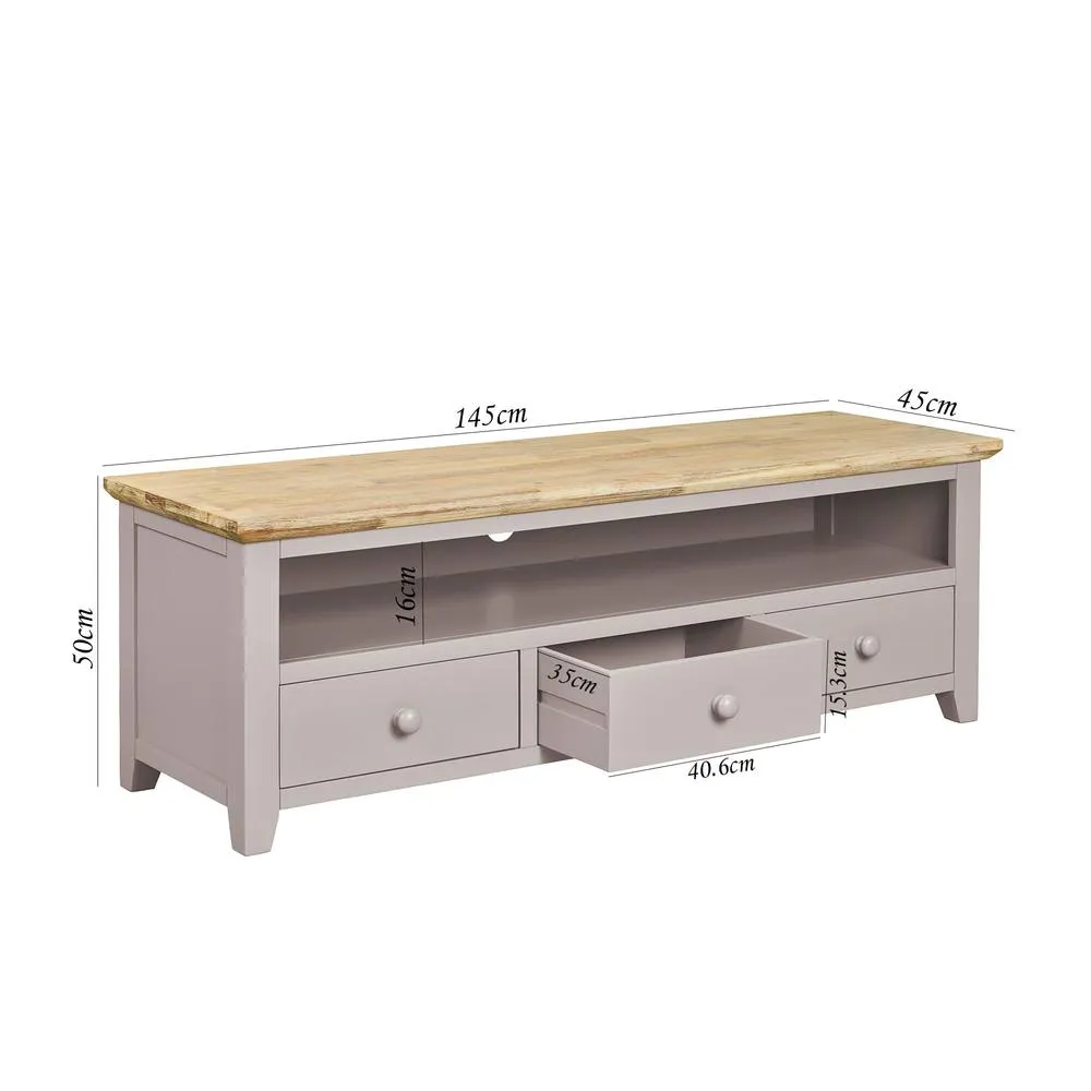 Statement Furniture Florence Large TV Stand with 3 Drawers & Shelf in Taupe 2