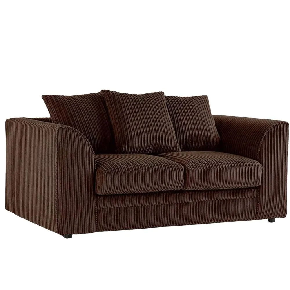 Bliss Furniture Jumbo Cord Scatter Back 2-Seater Sofa in Brown, Compact & Comfortable in Brown