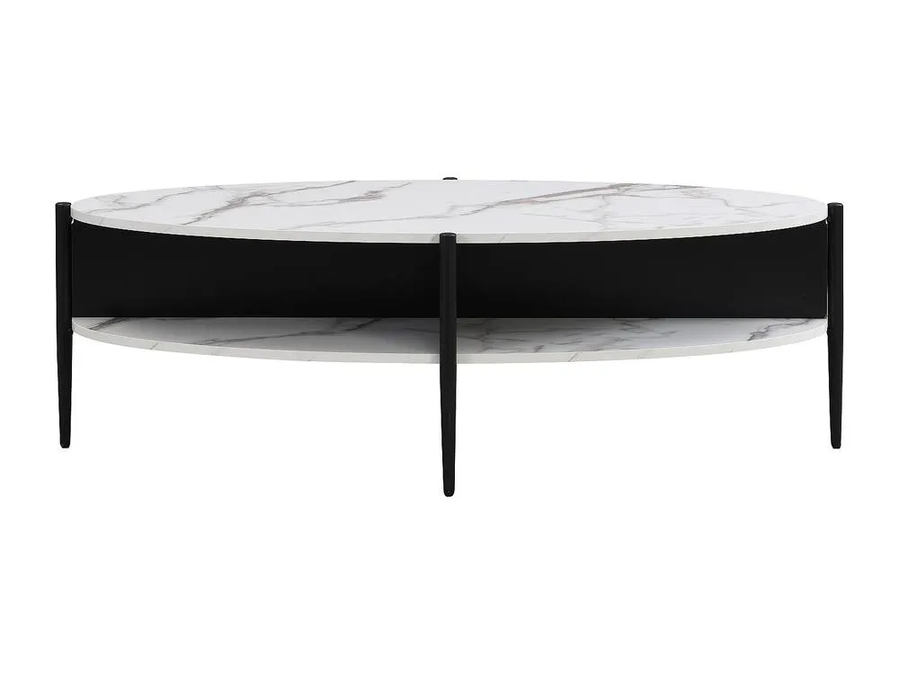 Vente-unique Oval Coffee Table With 4 Niches In MDF & Metal - White & Black 5