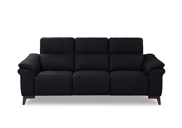 Marconi 3 Seater 3 Cushion Leather Recliner Sofa with Headrests and Power Lumbar - Torello Nero - Sofas and Armchairs - In Time for Christmas