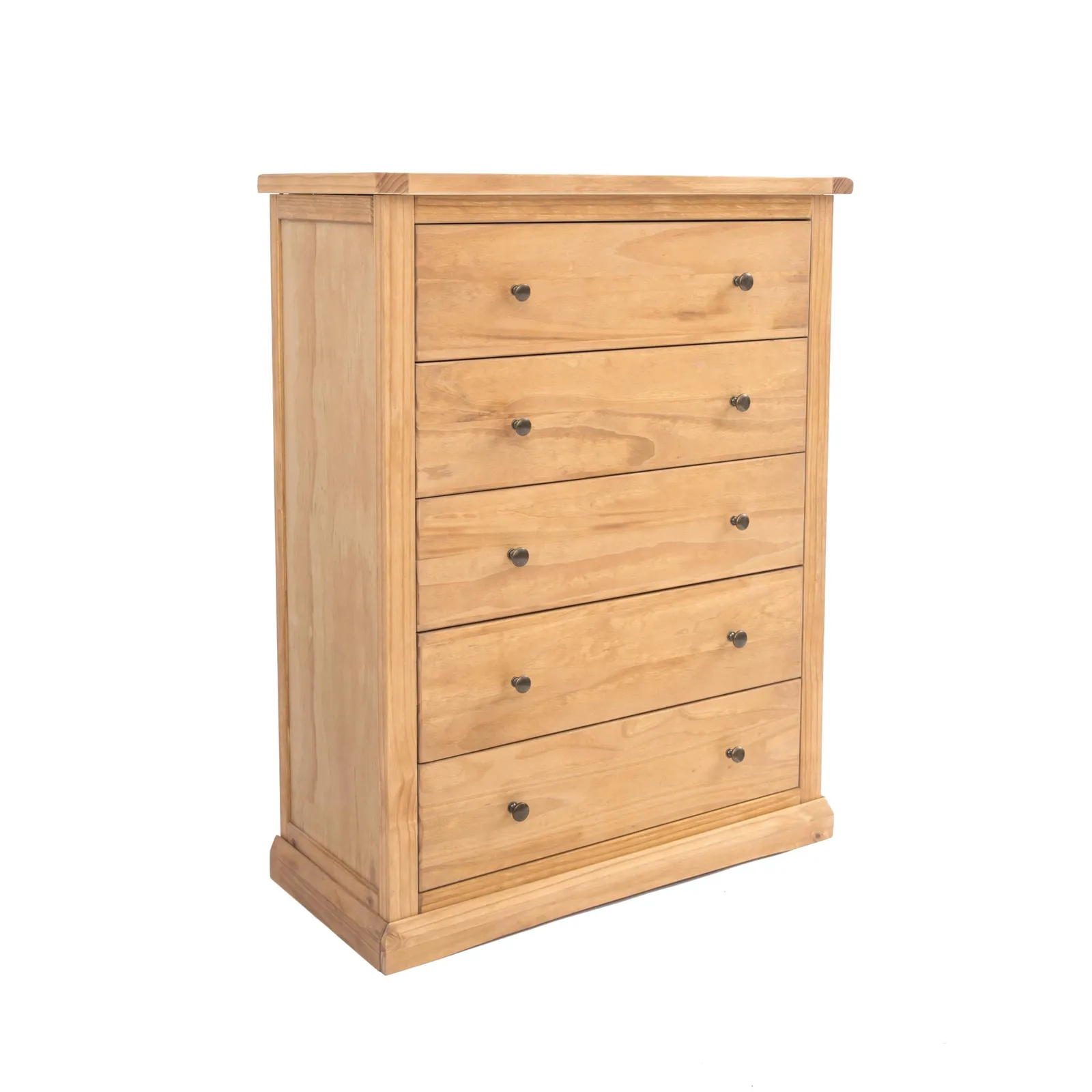 Cabinet Bits Lucca 5 Drawer Chest of Drawers Brass Knob in Light Brown 2