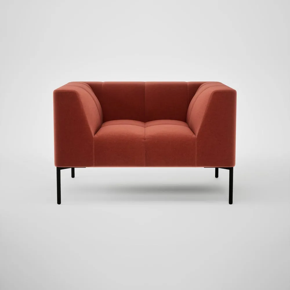 Heal's Quadro Armchair Nobilis Velvet Rust Black Feet 1