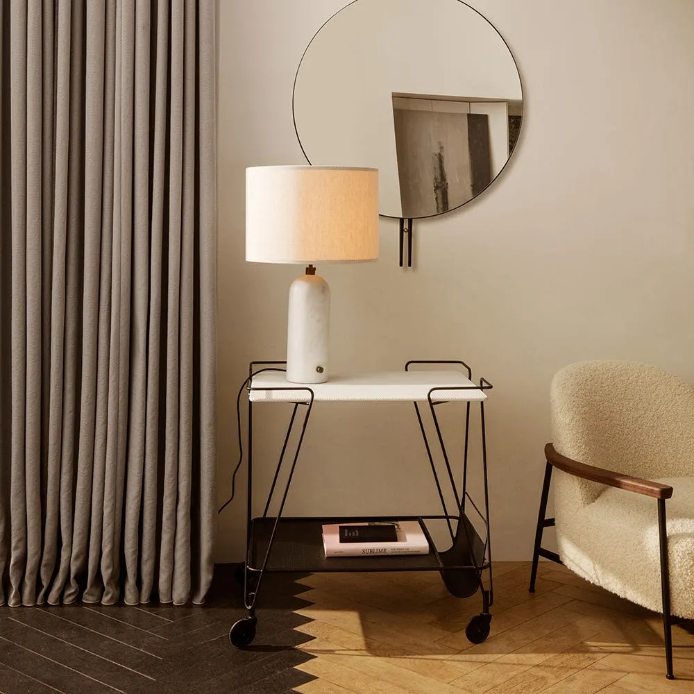 Gubi Gravity Table Lamp Small White Marble Base White Shade 4