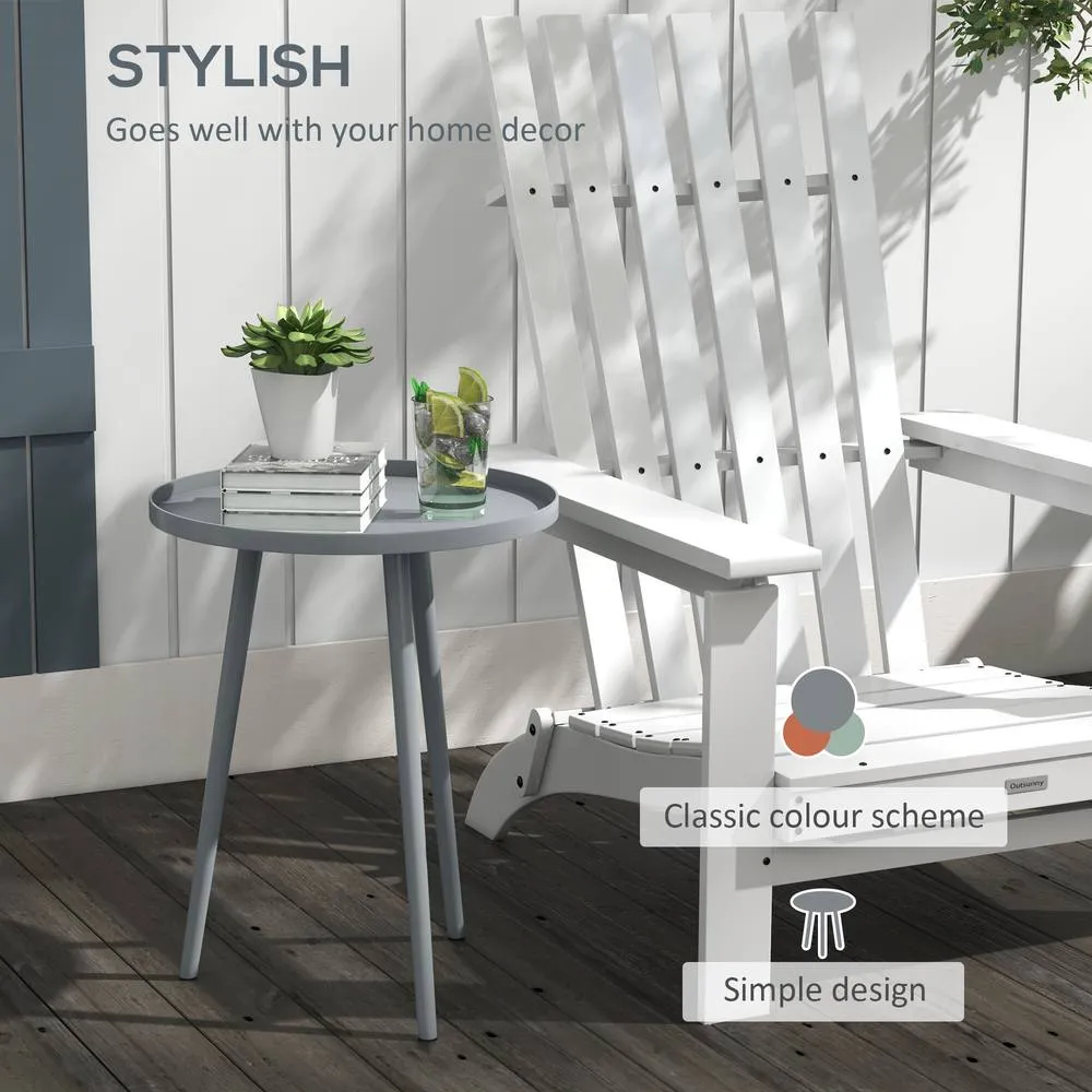 OUTSUNNY Round Garden Coffee Table, Outdoor Side Table with Rounded Edge in Grey 4