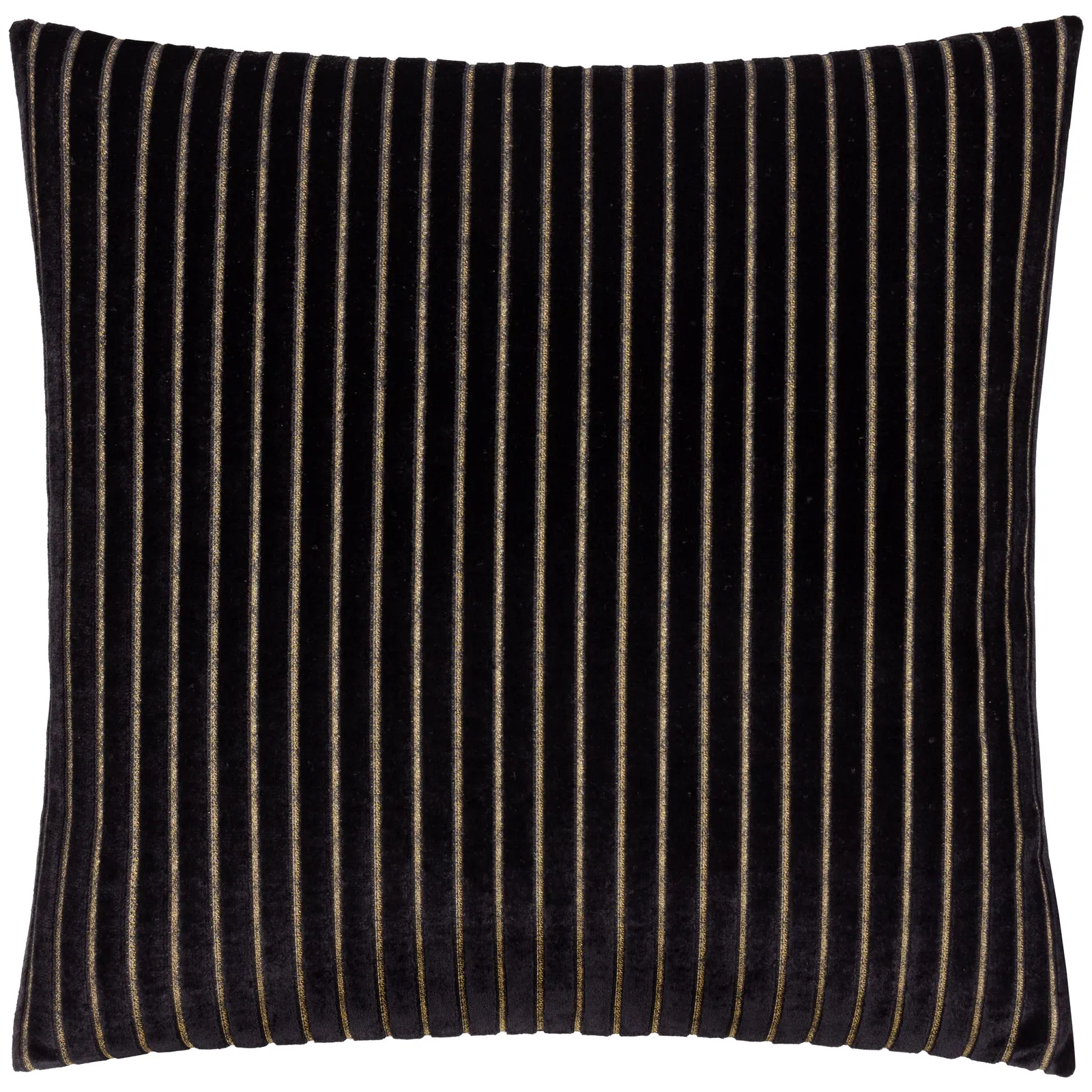 Paoletti Savoy Stripe Velvet Cushion in Black 2