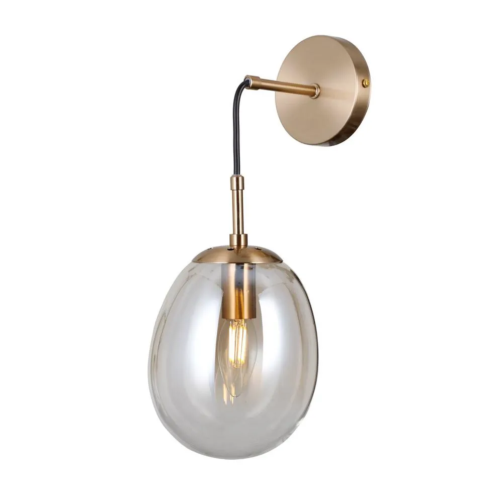 Netlighting Meolo Globe Wall Lamp Gold with Amber Shade 4