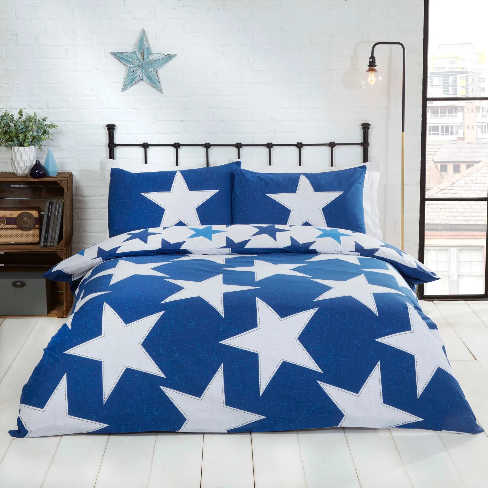 Rapport Home All Stars Polycotton Reversible Duvet Set with Pillowcase in Navy