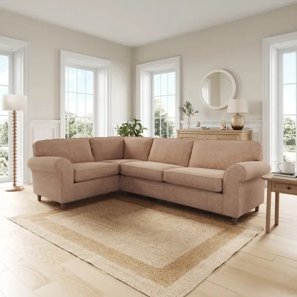 Flori Tonal Plush Chenille Corner Sofa 1