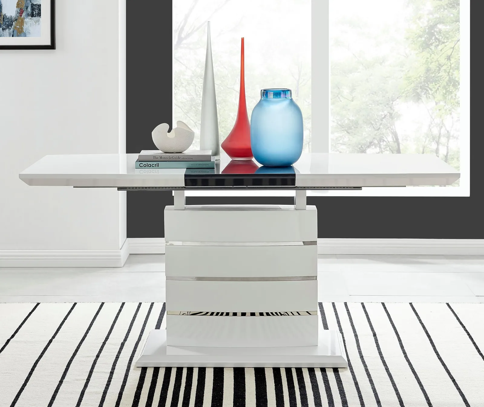 FurnitureboxUK Renato 120cm 4 / 6 Seat Modern High Gloss Extending Dining Table in White 3