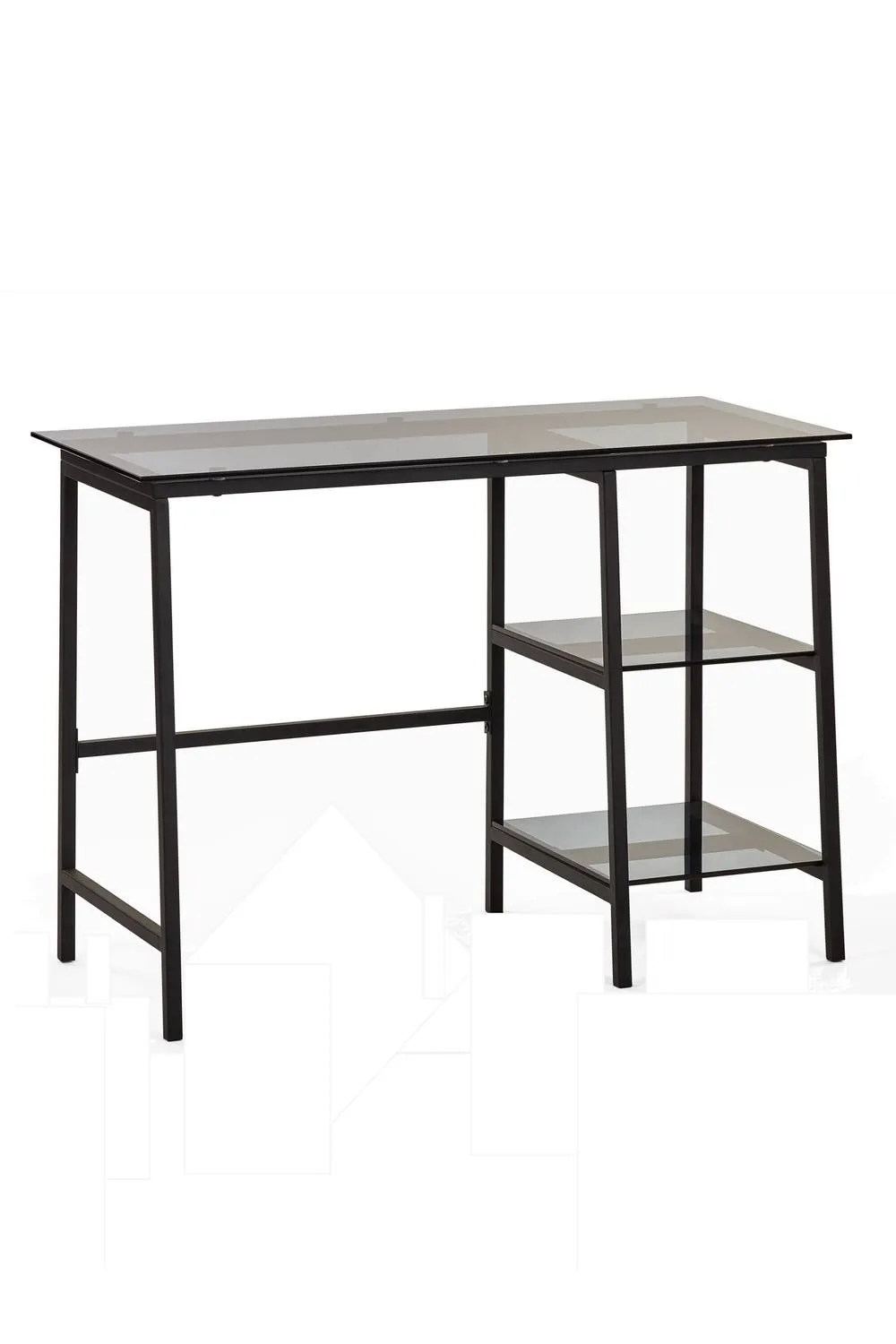 Julian Bowen Chicago Glass Top Desk with Shelves in Black 2