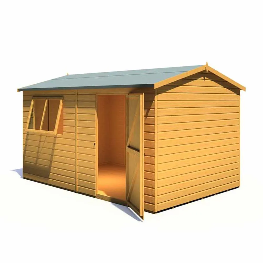 Shires Lewis 12 x 8 Feet Single Door Reverse Apex Style C Shed in Brown 5