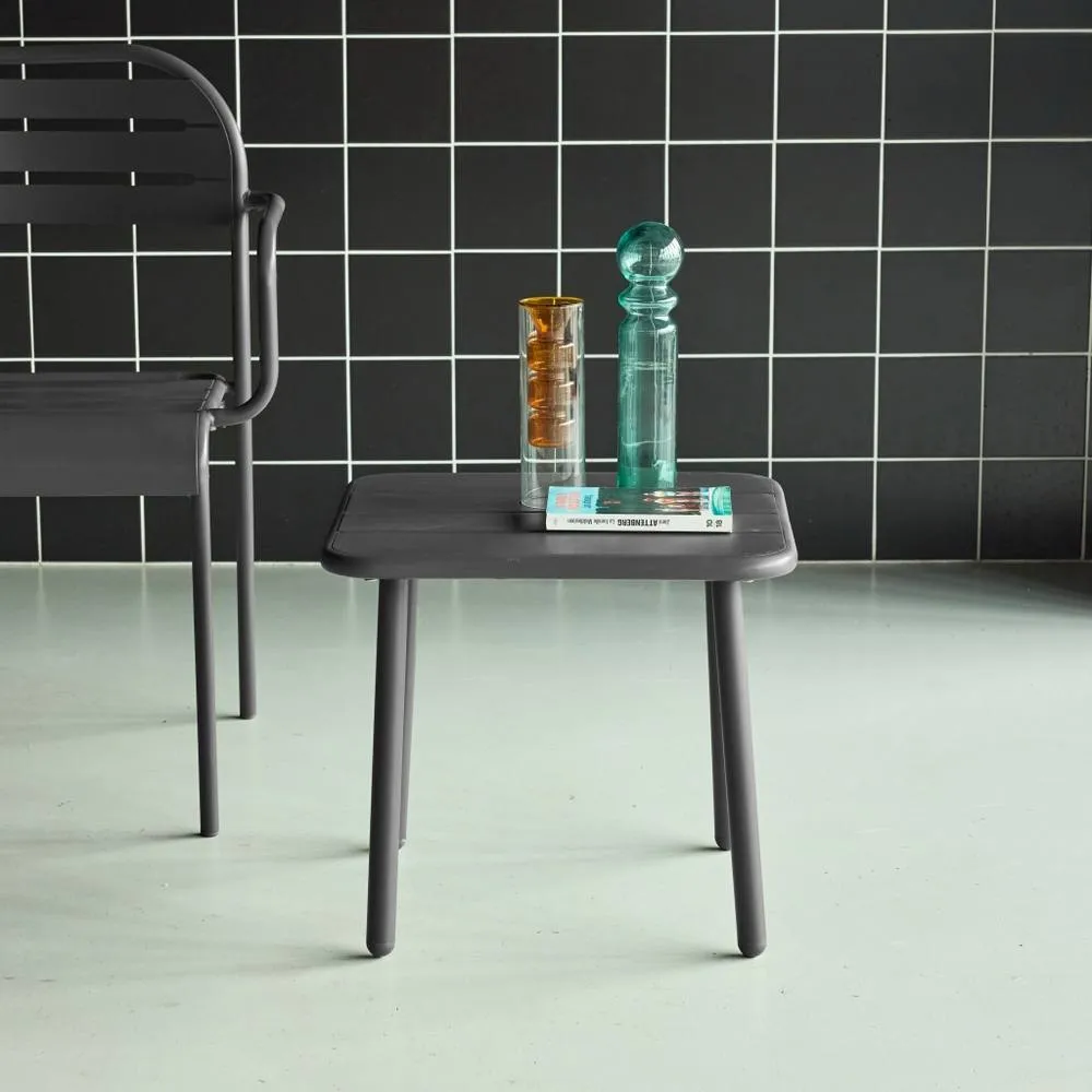 sweeek Square steel garden coffee table in Dark Grey