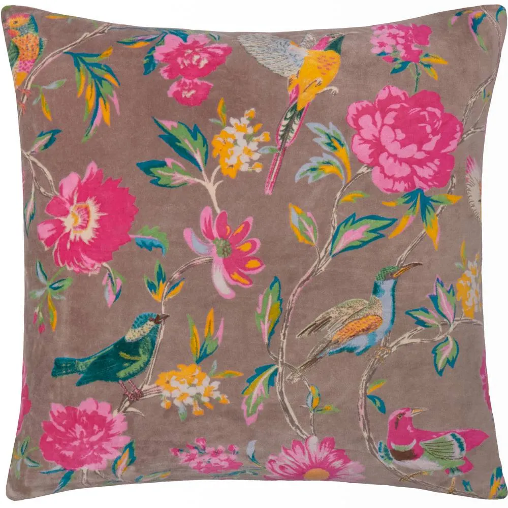 Wylder Aviary 100% Cotton Velvet Cushion in Dusty Pink 2
