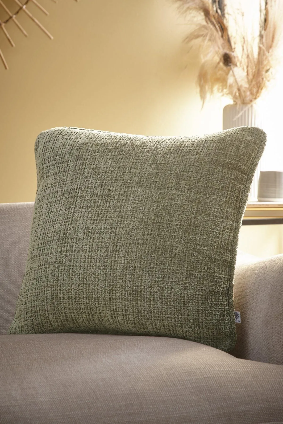 Appletree 'Alba' Textured Chenille Filled Cushion in Green 1