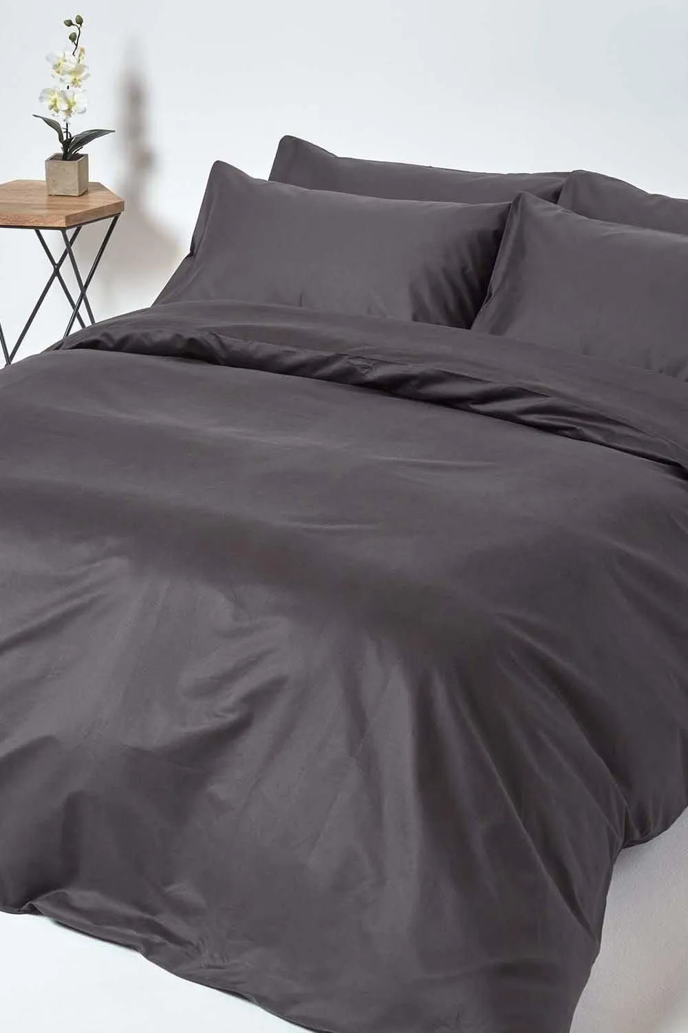Homescapes Egyptian Cotton Fitted Sheet 12 inch 1000 Thread Count in Charcoal 3
