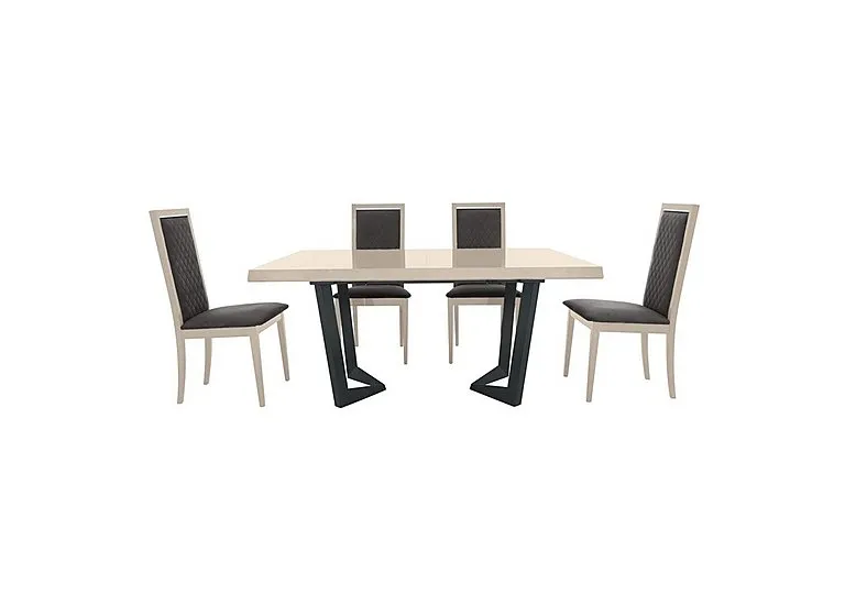Palazzo 160cm Extending Dining Table in Sand Birch with 4 Rombi Chairs - Aquos Dark Grey - In Time for Christmas