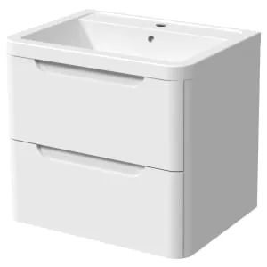 Wickes Malmo Gloss White J Pull Wall Hung Vanity Unit - 657 x 600mm