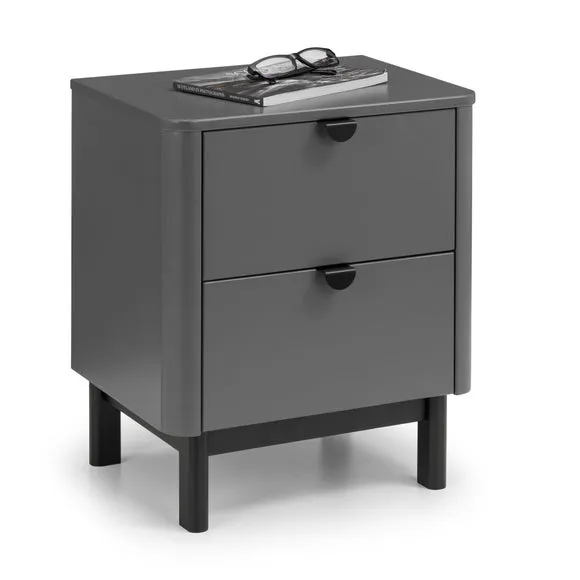 Chloe 2 Drawer Bedside Table, Grey 2