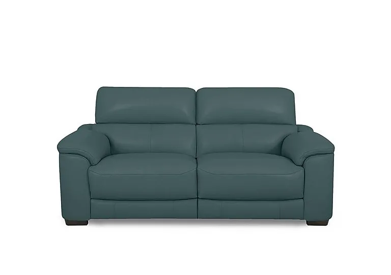 Nova Leather 2 Seater Power Recliner Sofa with Power Headrests - BV Lake Green
