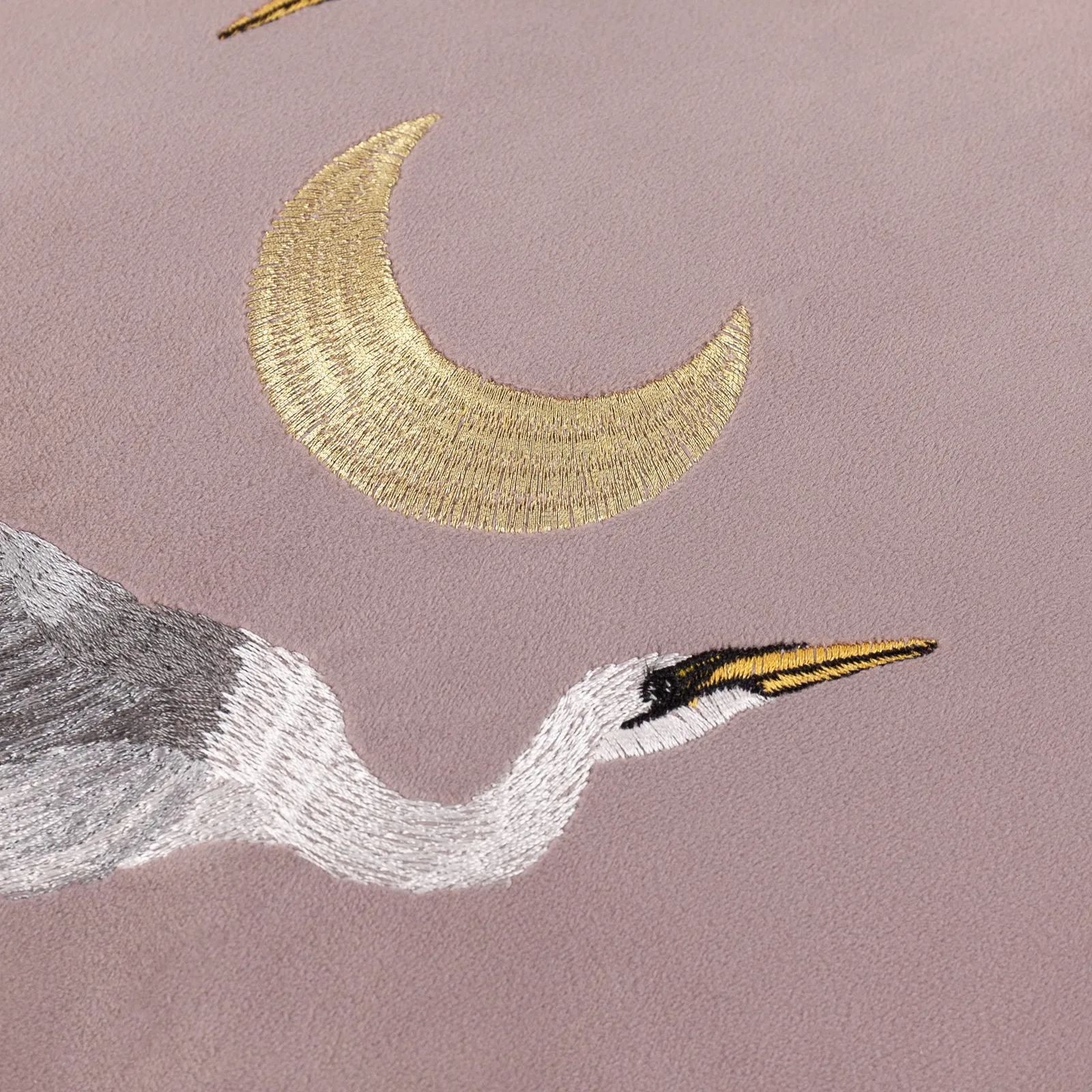 Paoletti Moonlit Flight Embroidered Velvet Cushion in Dusty Pink 4