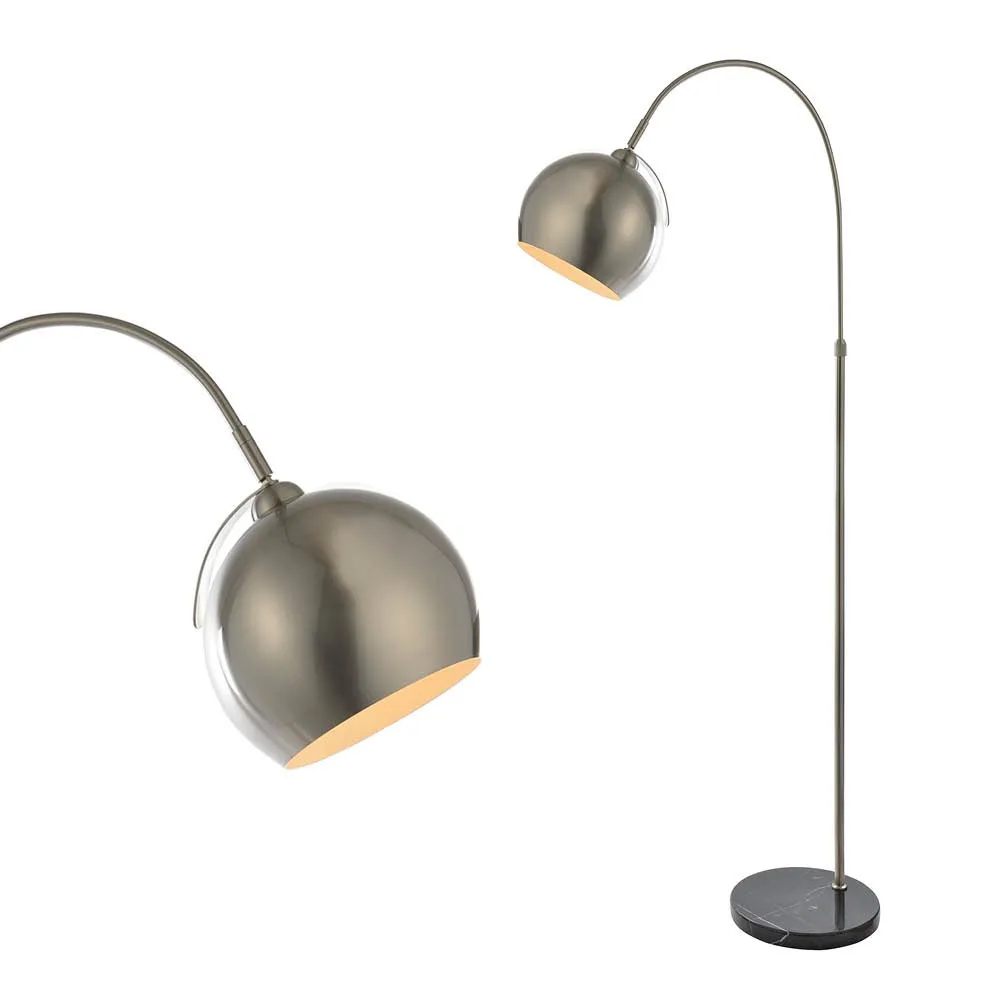 Benson Curved Floor Lamp, Satin Nickel 1
