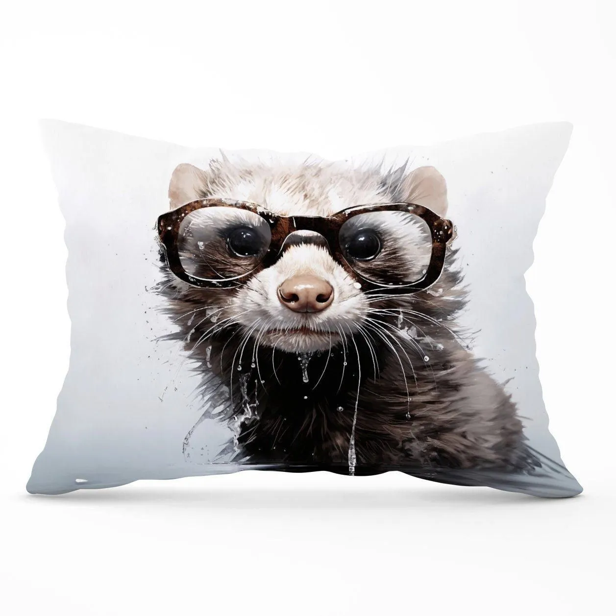 Warren Reed - Designer Splashart Ferret Cushions in Grey