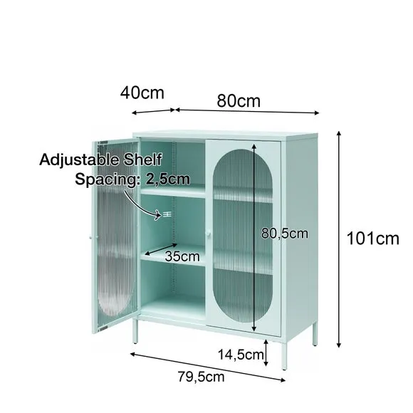 Luna Small Fluted Sideboard, Glass 6