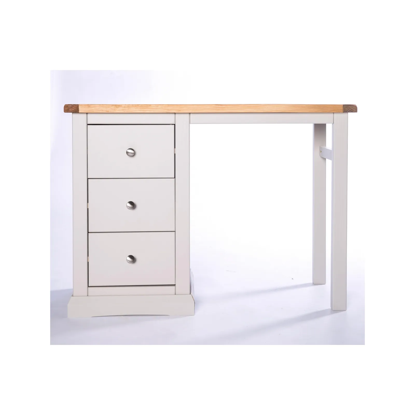 Cabinet Bits Loreo 3 Drawer Dressing Table Set Chrome Knob in Light Grey 2