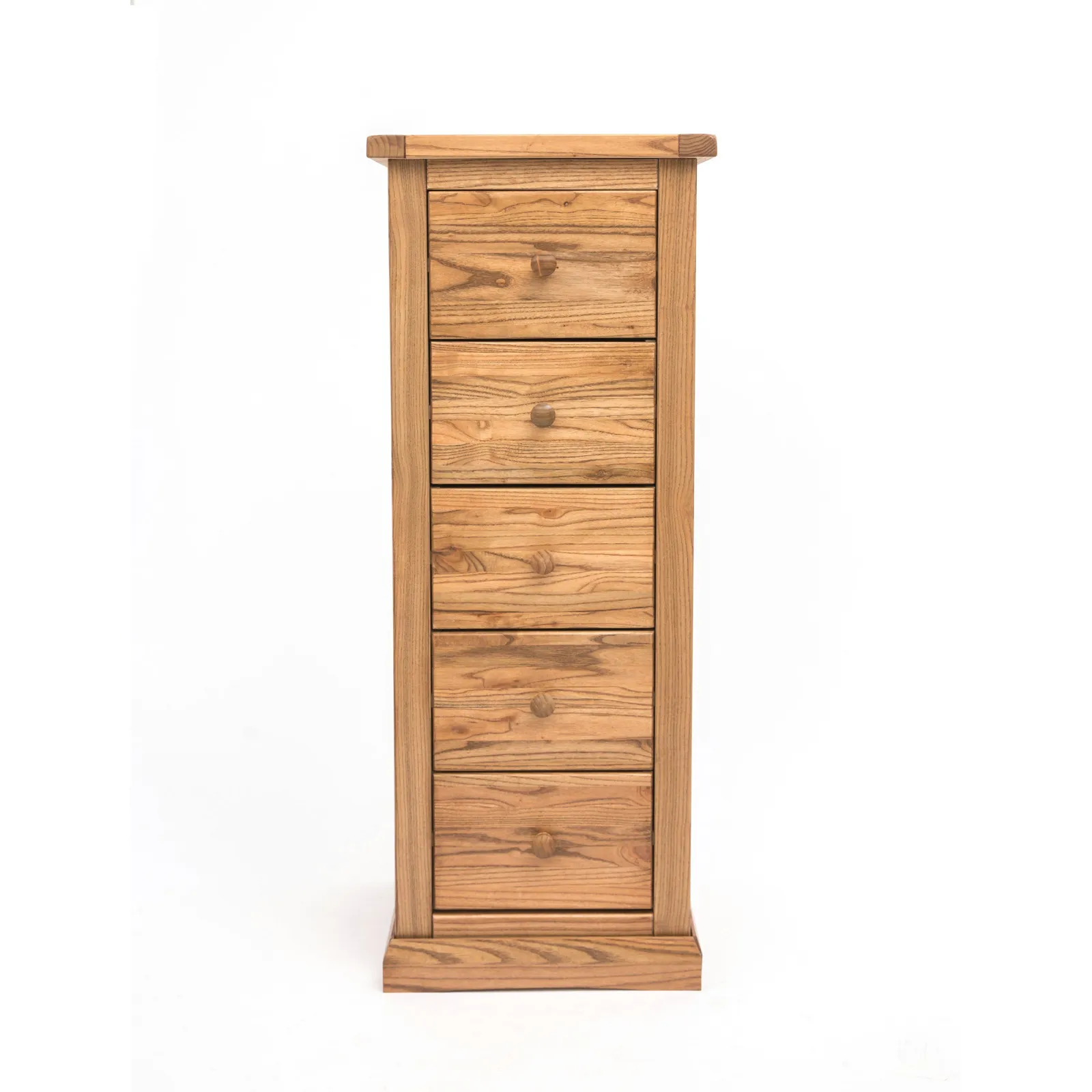 Cabinet Bits Salerno 5 Drawer Narrow Chest of Drawers Wood Knob in Natural