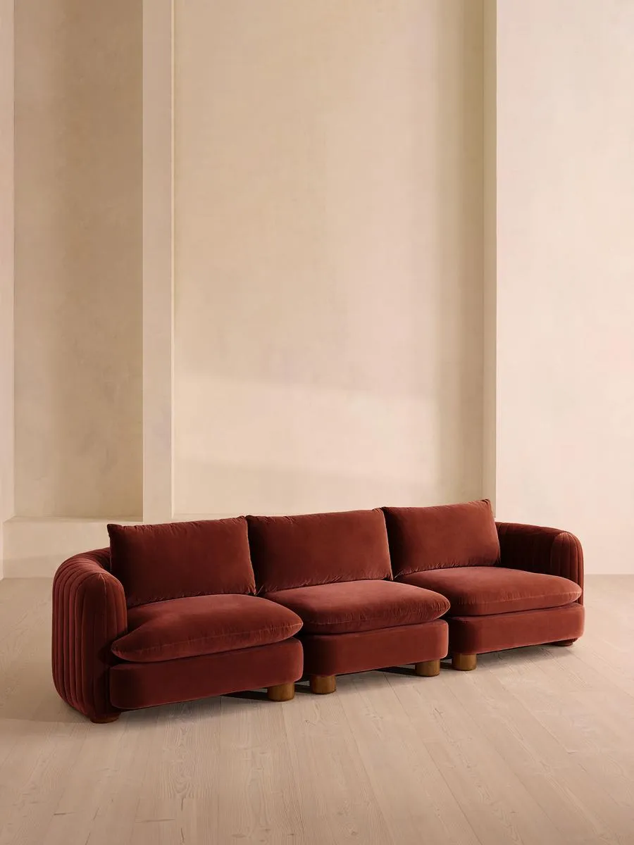 Vivienne Deeper Sit Modular Sofa, Four Seater, Velvet Rust