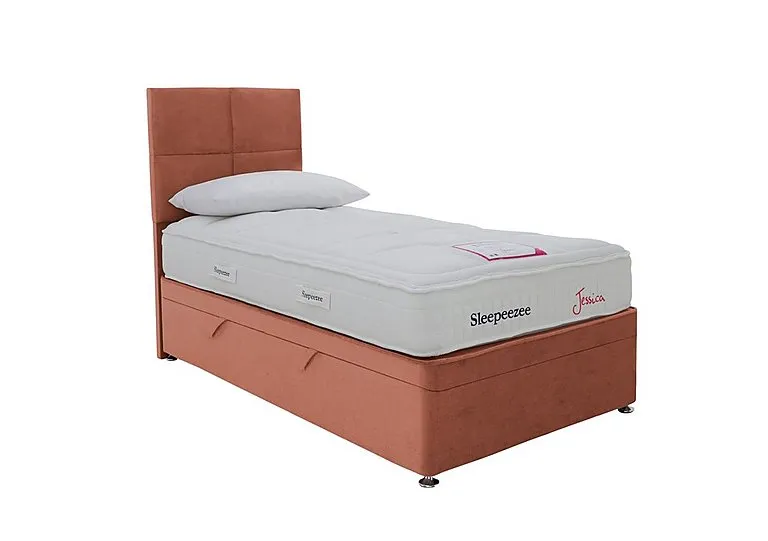 Jessica Side Ottoman Divan Set - Single - Burnt Orange