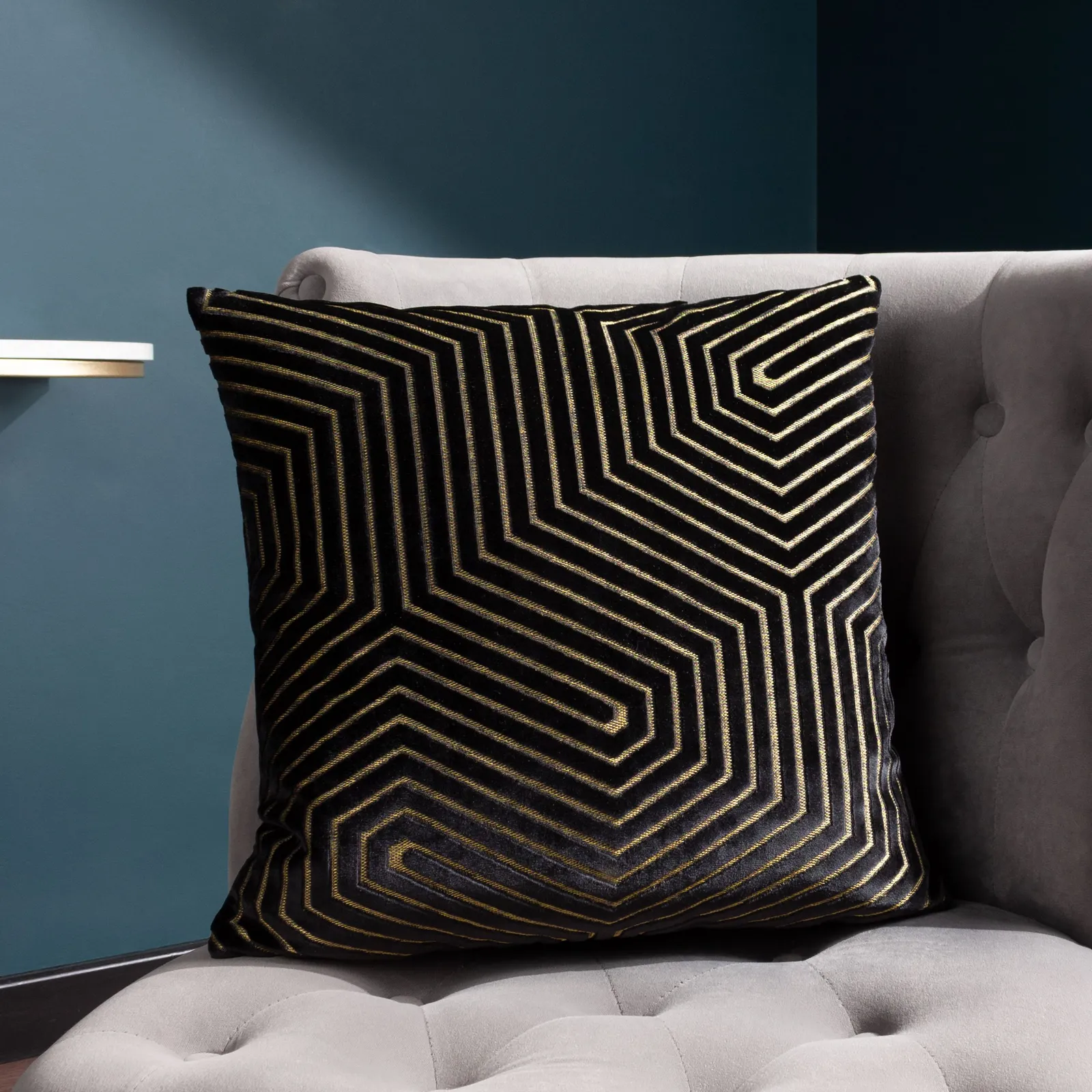 Paoletti Evoke Cut Velvet Cushion in Black