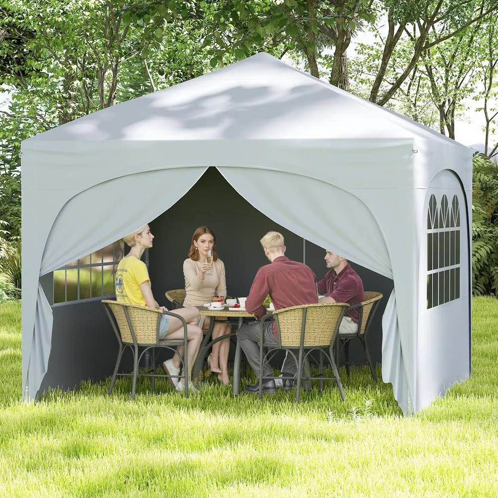 Costway 300 x 300cm Pop up Canopy Tent Foldable Outdoor Beach Sun Shelter in White 3