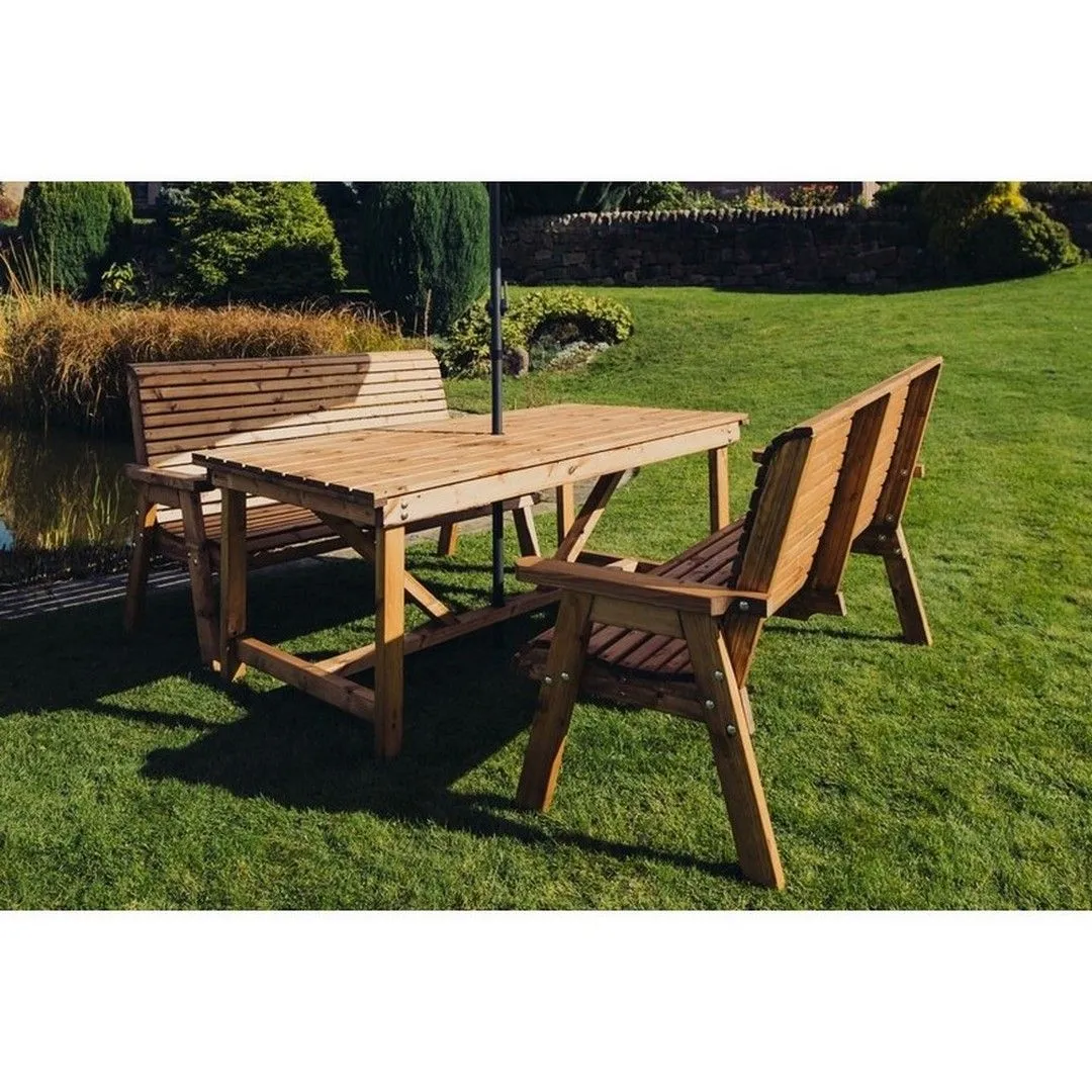 Churnet Valley Garden Furniture Ltd Valley Table Set - L220cm - Min Assembly Required - Set of Cushion Inc in Brown