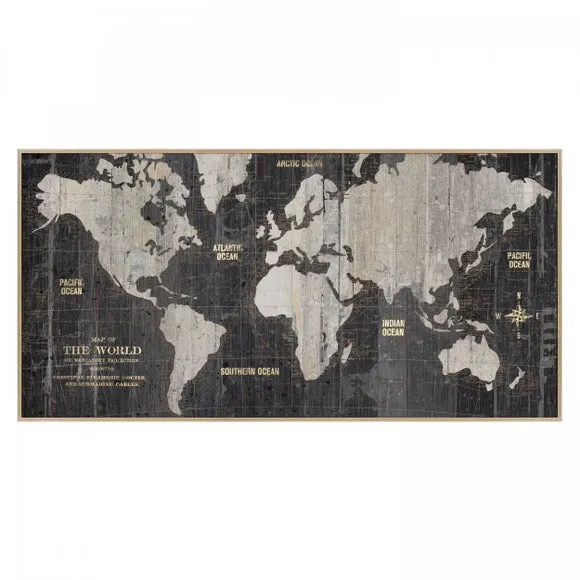 Cedar & Sage World Traveller Map Framed Canvas 3