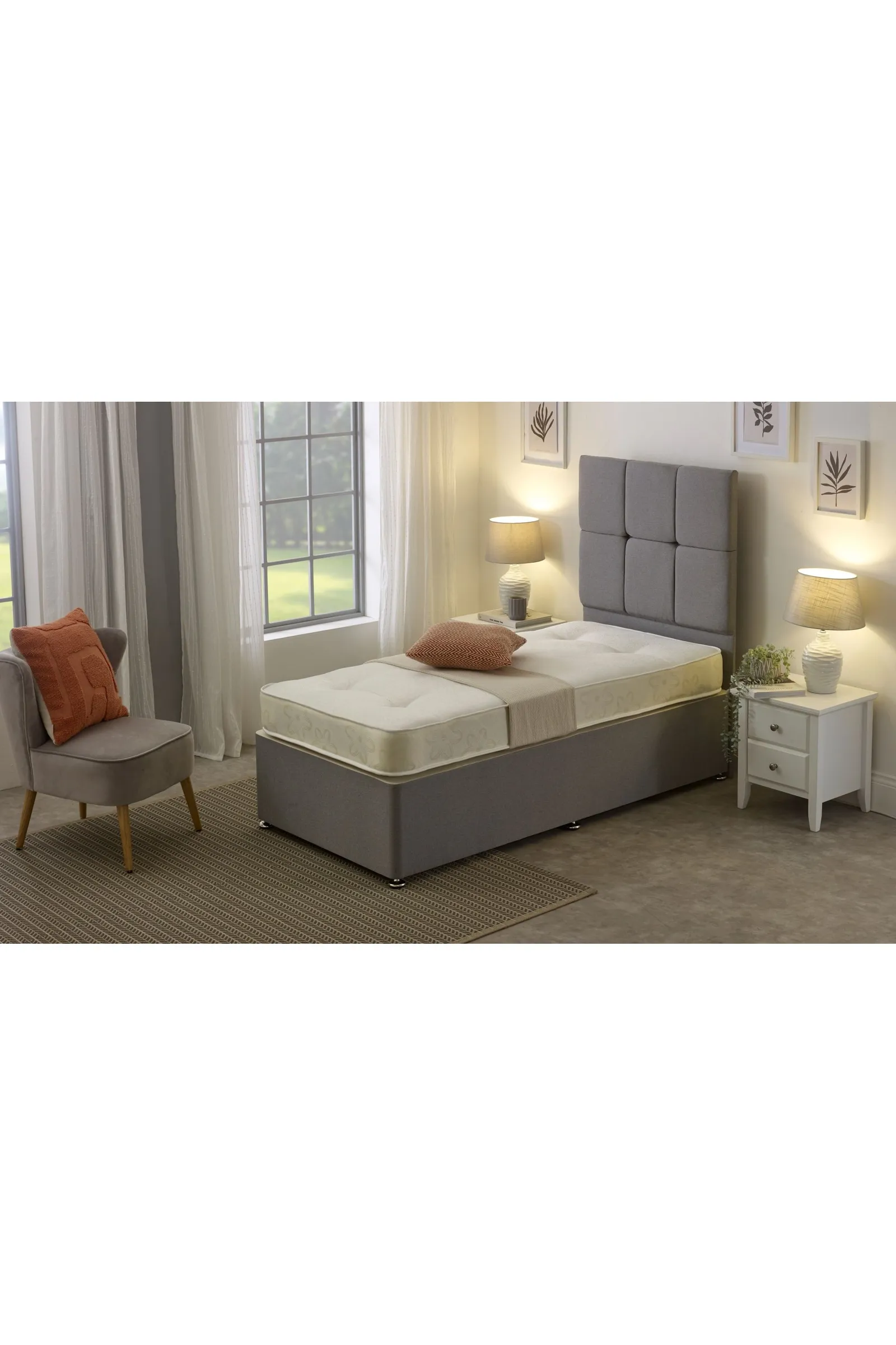 eXtreme Comfort Ltd Gold Damask Tufted Mattress 17cm Deep Dual-Sided Comfort Durable Cover in White