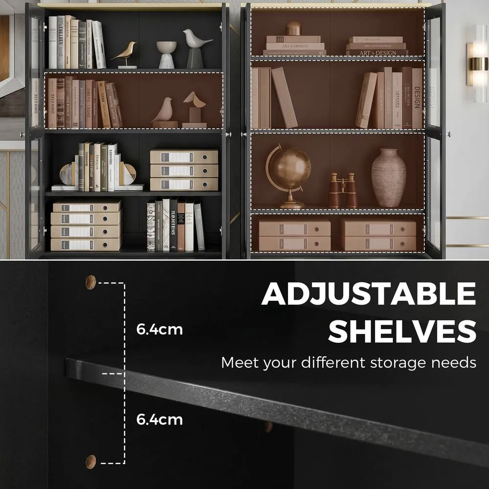 HOMCOM Modern Bookcase, Display Cabinet with Adjustable Shelves, Black 6
